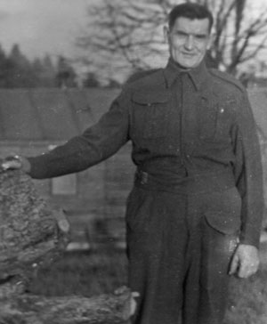 Pte. Patrick Hennessy, in a photo taken at the camp in Beauly, Scotland, during World War Two.